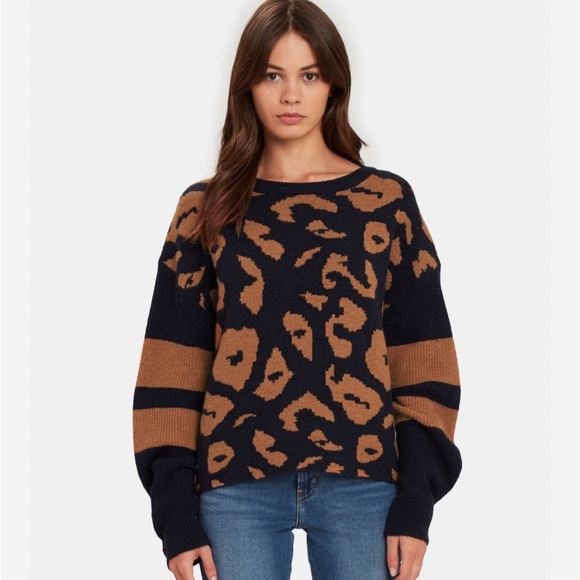 John + Jenn Sweaters - John + Jenn Navy and Brown Animal Print Sweater